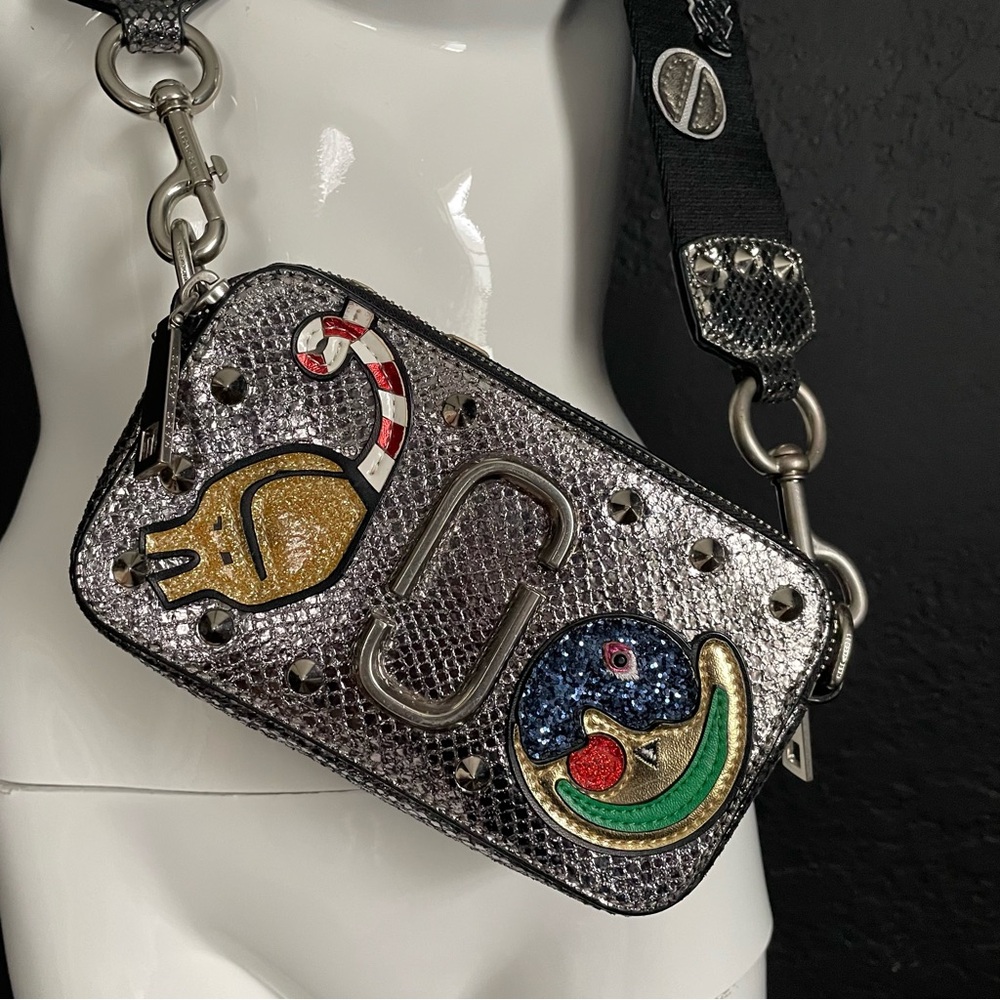 Marc Jacobs x Julie Verhoeven Studded Silver Snapshot Camera Bag Crossbody